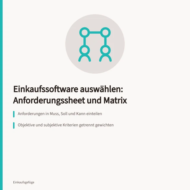 Karte zur Auswahl von Einkaufssoftware mit Anforderungssheet und Bewertungsmatrix. Wie wähle ich Einkaufssoftware mit Anforderungssheet und Bewertungsmatrix aus?